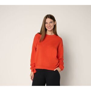 SUNNYLiFE Women's Top Sz XL French Terry Sweatshirt Ruched Chianti A717414
